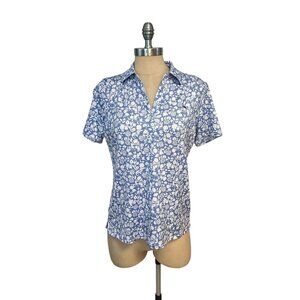 Vineyard Vines Performance Blue/White Floral Polo Shirt Small